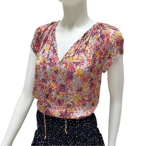 Carolina Herrera Silk‎ Floral Pink Pleated Blouse Whimsygoth Fairy Quiet Luxury